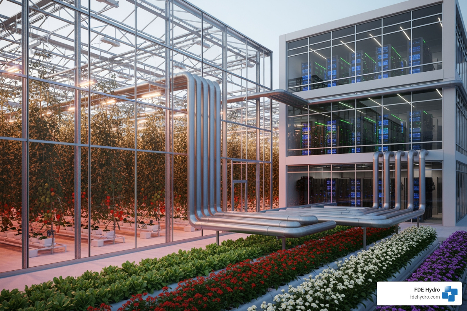 Greenhouse being heated by servers - Eco friendly crypto mining