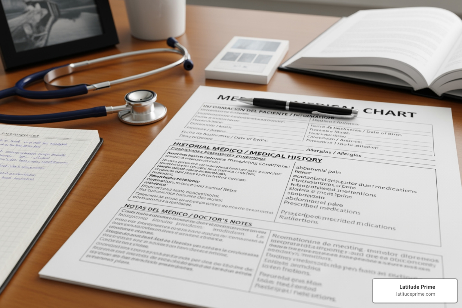 complex medical chart with Spanish and English text side-by-side - spanish to english medical translation complex medical chart with Spanish and English text side-by-side - spanish to english medical translation