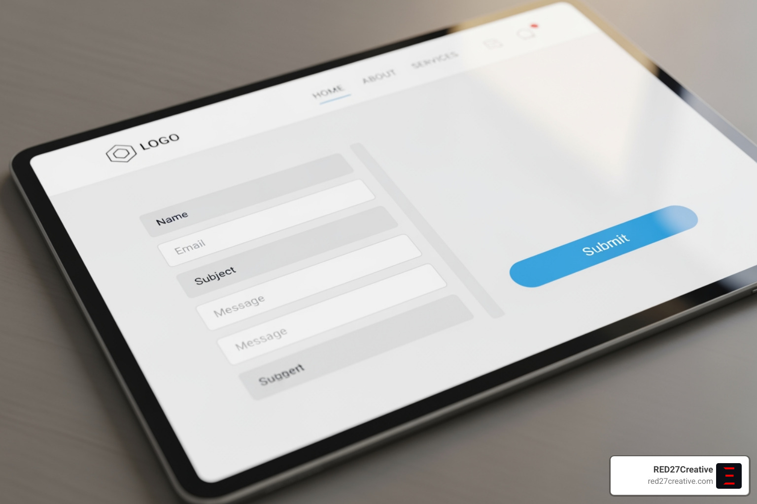Contact Us page displayed on a tablet - Plainfield website design Contact Us page displayed on a tablet - Plainfield website design
