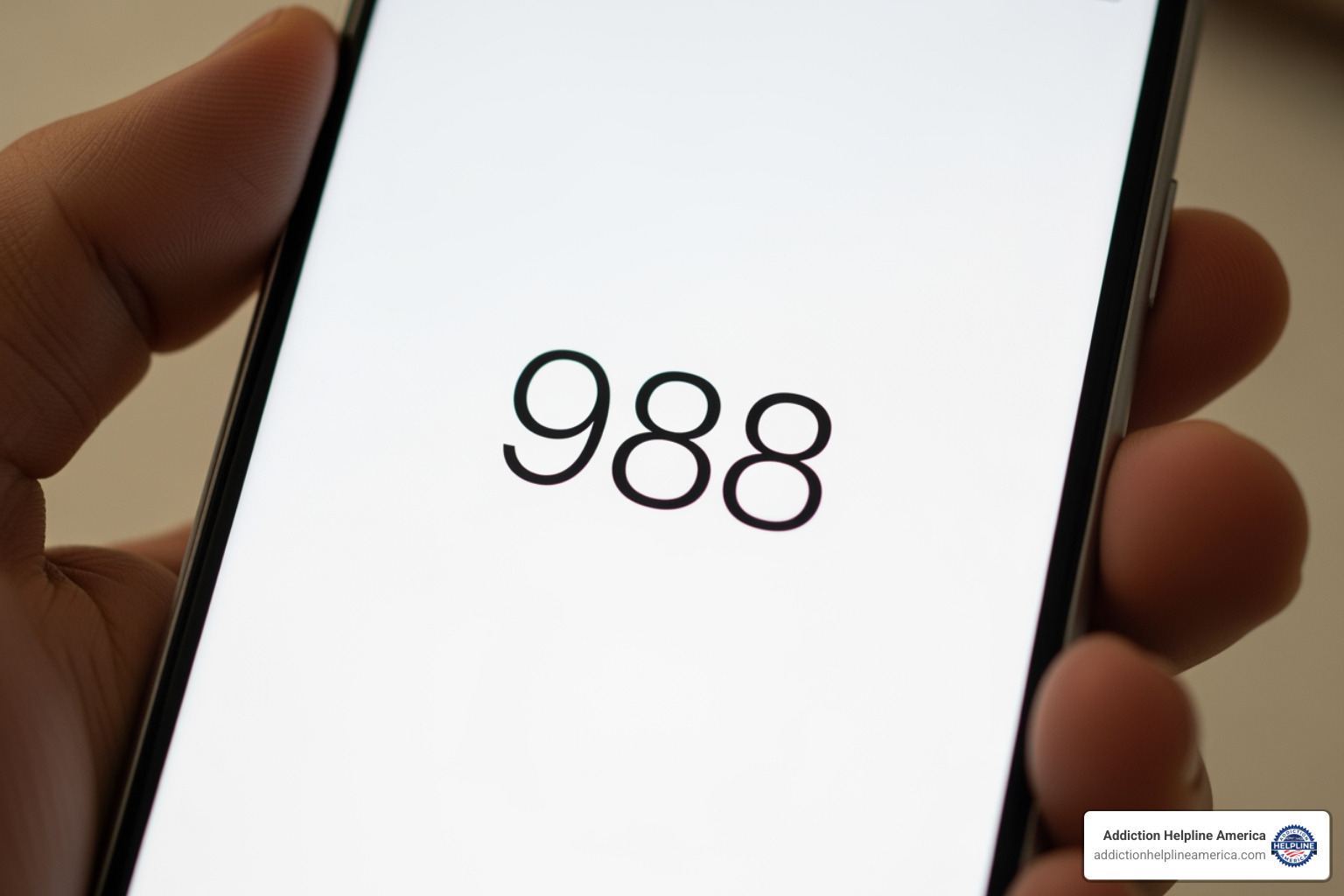 smartphone displaying 988 - mental health hotline