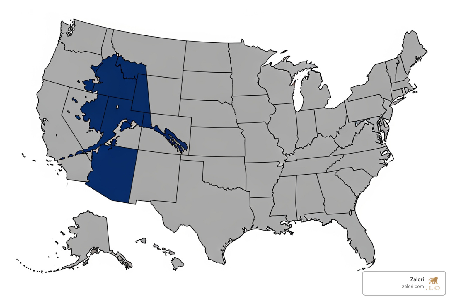 map of the United States highlighting the five states with no statewide sales tax - how to avoid sales tax on jewelry map of the United States highlighting the five states with no statewide sales tax - how to avoid sales tax on jewelry