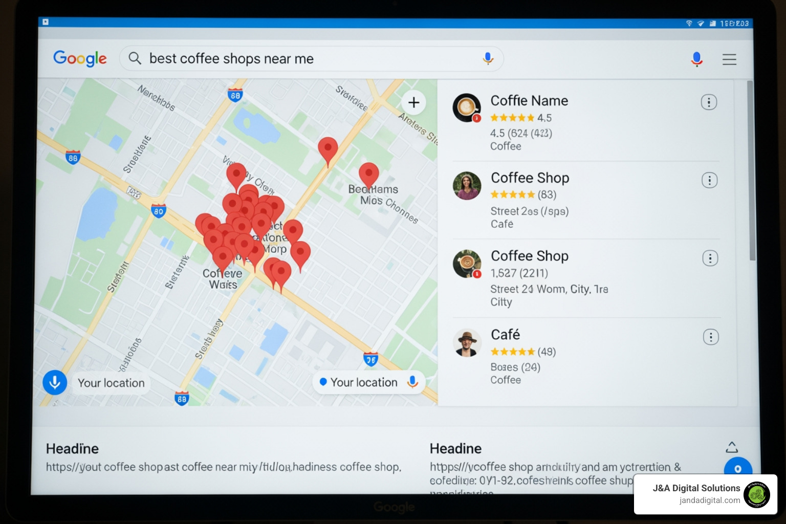 Google search result showing the local map pack - how to promote your business locally