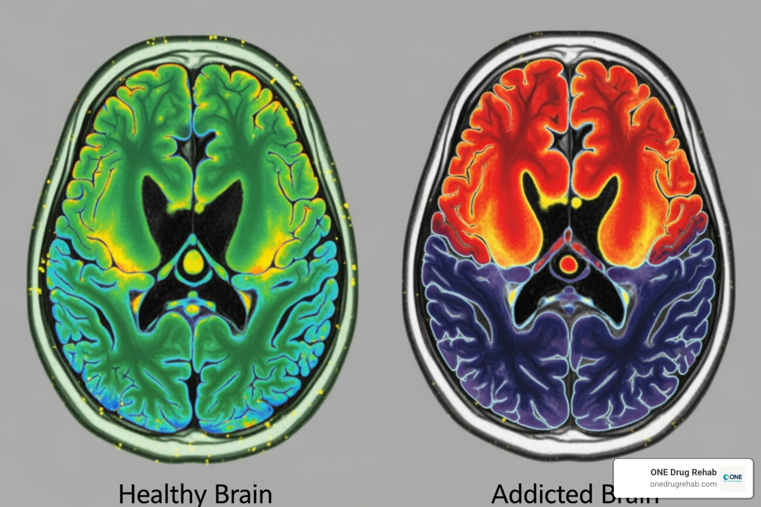brain scan showing addiction effects - rehab information resource