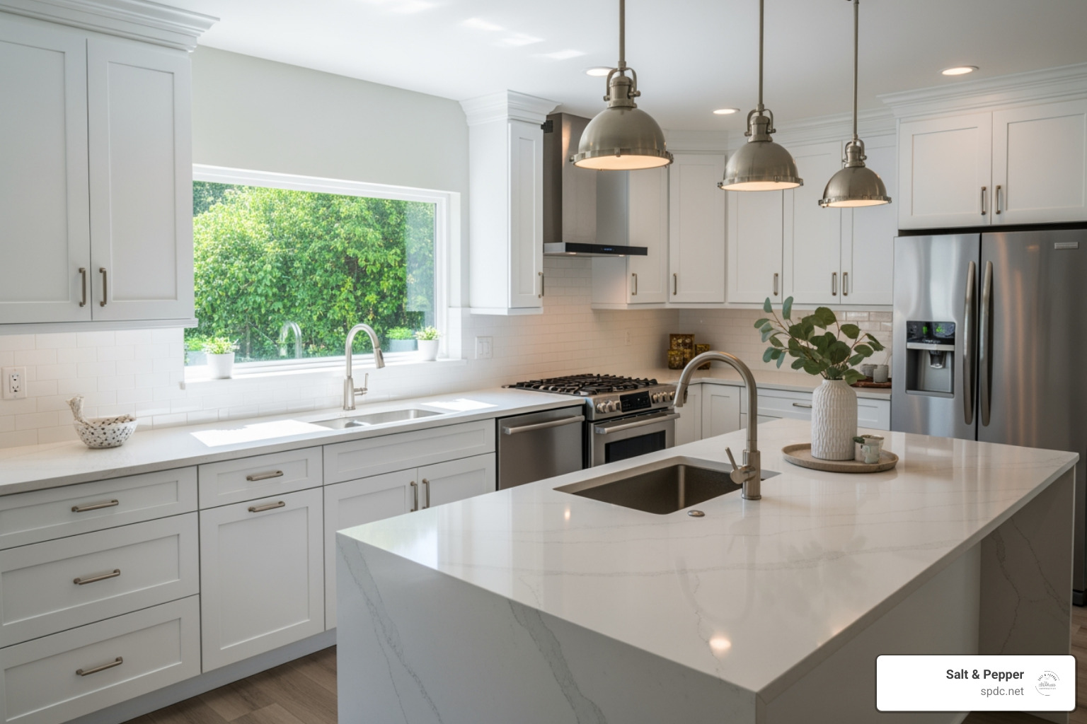 Kitchen with quartz countertops and custom shaker cabinets - kitchen remodeling brandon fl Kitchen with quartz countertops and custom shaker cabinets - kitchen remodeling brandon fl