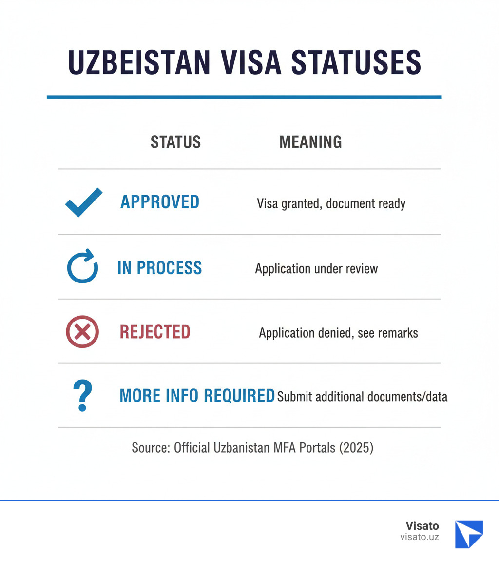 Table of Uzbekistan Visa Statuses - uzbekistan visa status infographic 