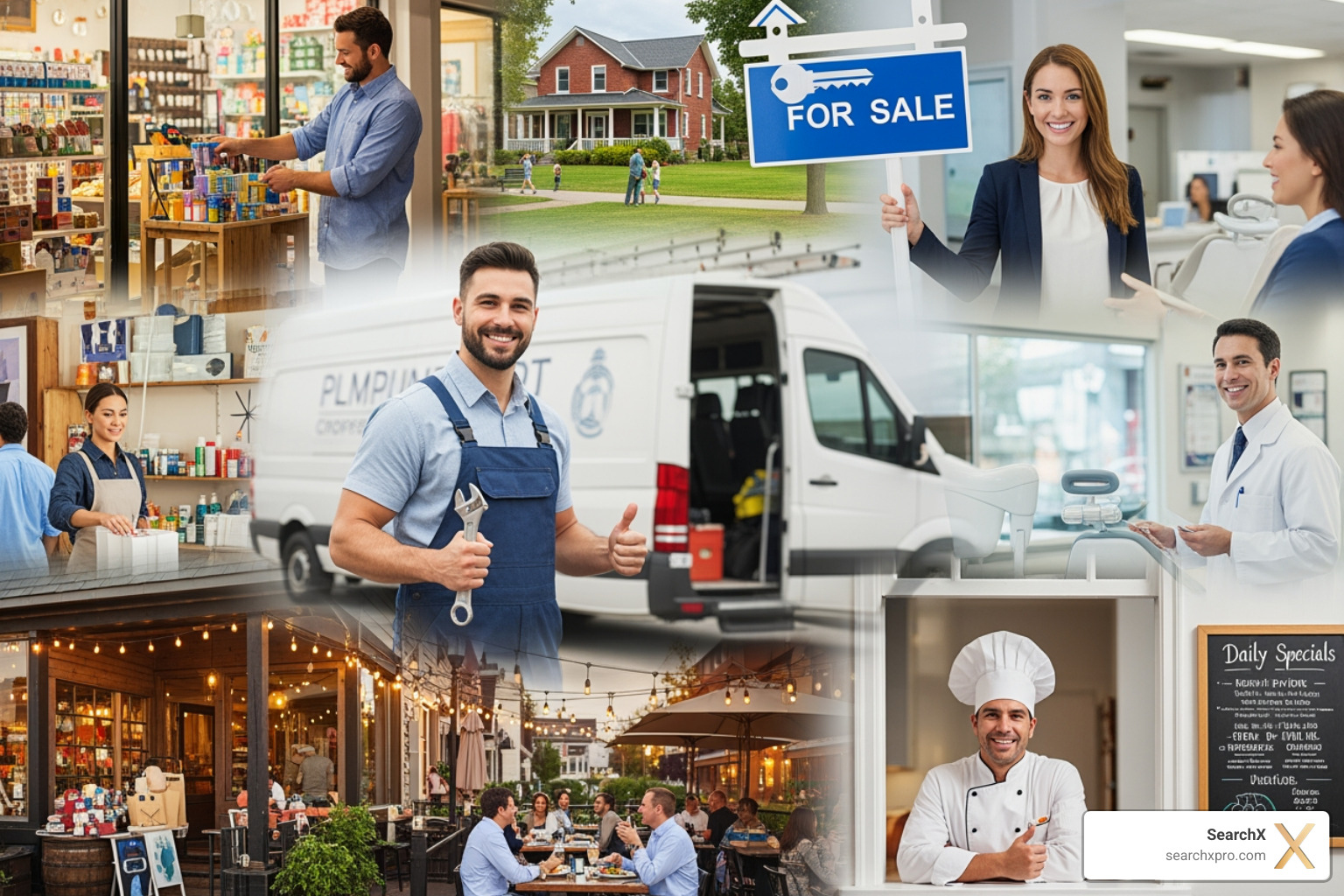 Collage representing local industries in Mount Pleasant - Mount Pleasant SEO company