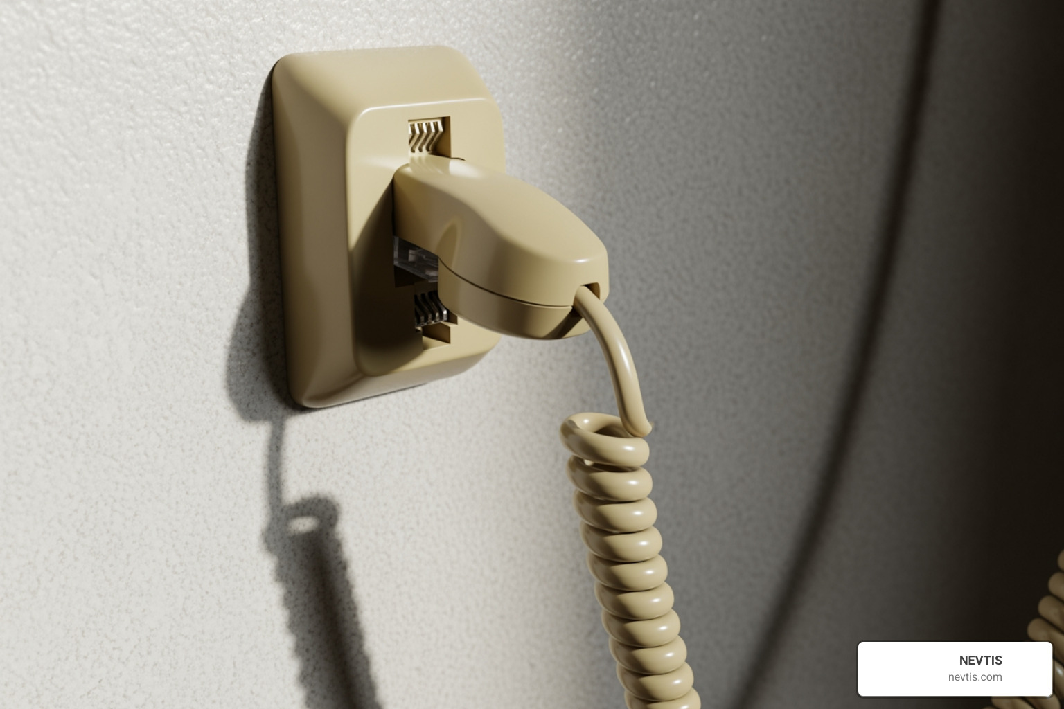 A phone jack in a wall with a cord plugged in - what is a landline