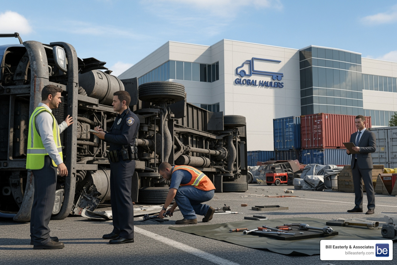 Flowchart showing potential liable parties in a truck accident, including driver, trucking company, maintenance, and cargo loader - nashville truck accident attorney