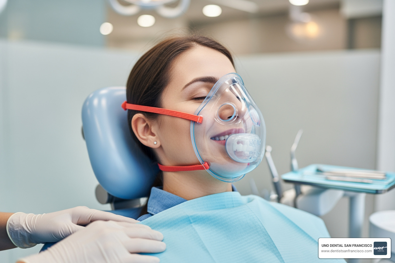 patient wearing nitrous oxide mask - sedation for dental procedures patient wearing nitrous oxide mask - sedation for dental procedures