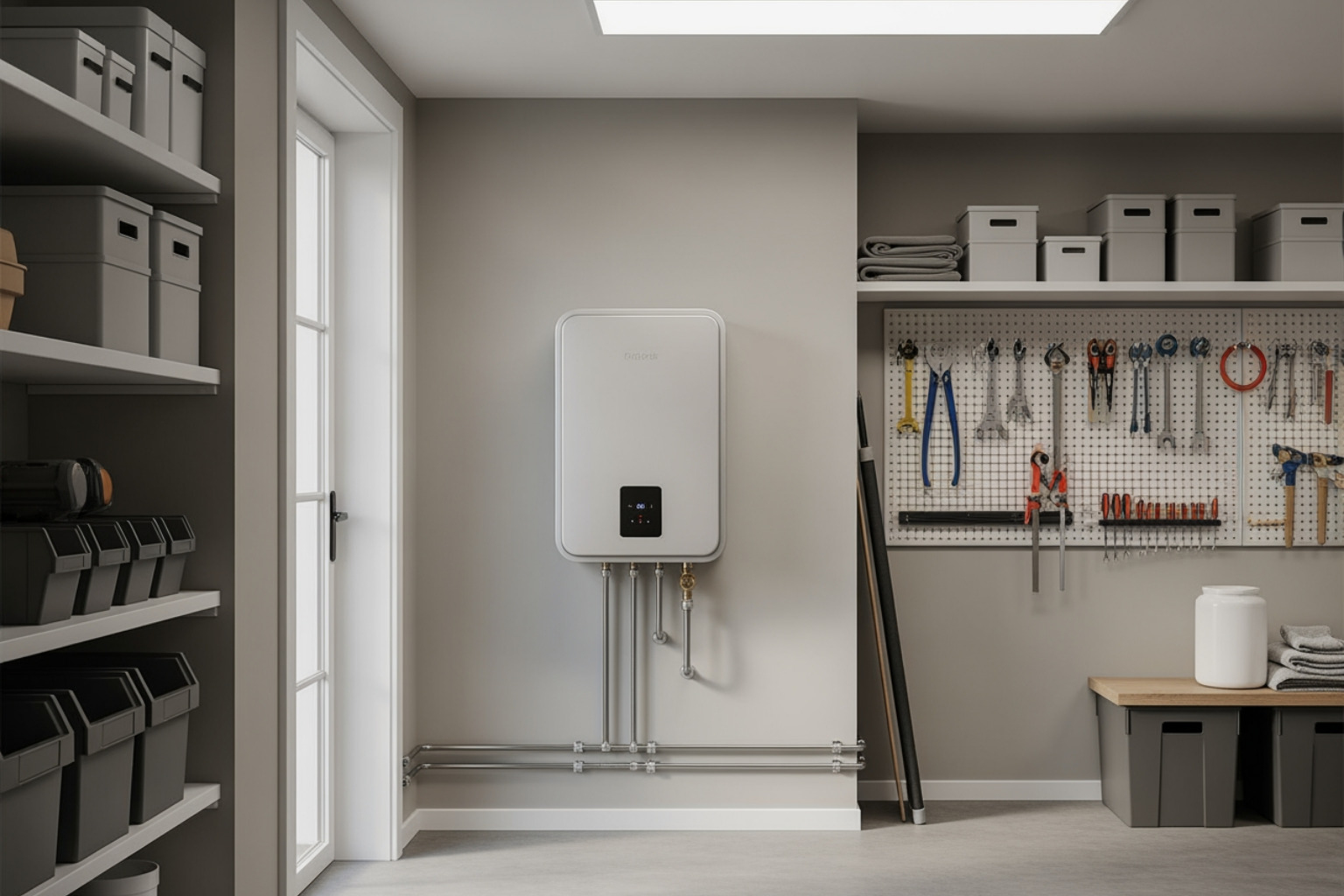 infographic showing tankless water heater benefits: endless hot water on demand with no storage tank needed, energy savings of $40-200 per year and 8-34% more efficient than tank heaters, longer lifespan of 20-25 years compared to 10-15 years for tanks, space-saving compact design that mounts on walls, and cleaner water quality with no rust or sediment buildup - "I need to find a local company for tankless water heater repair in the St. Pete area."