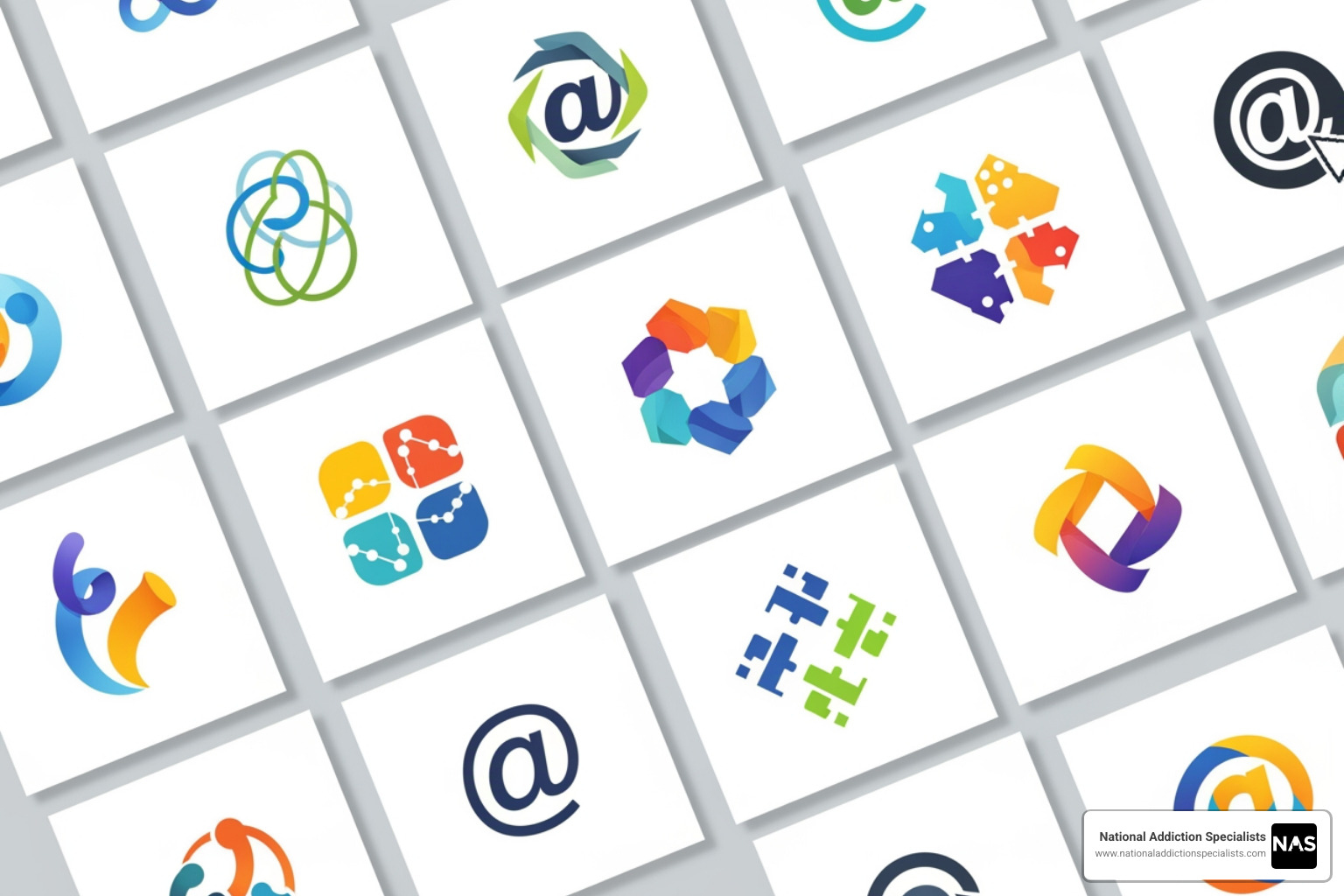 Online recovery support groups logos collage - Online recovery support