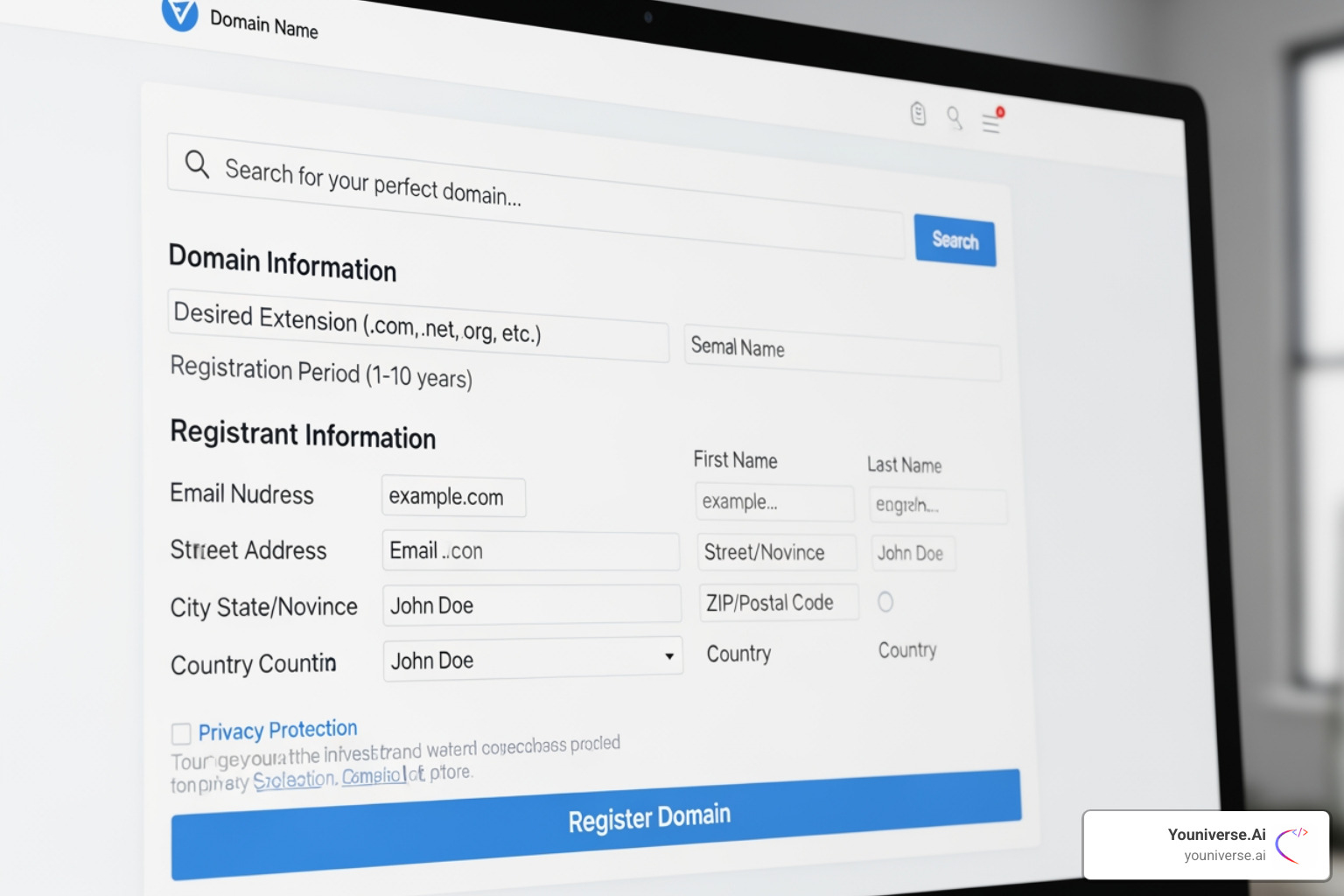 domain registration page - professional email solutions