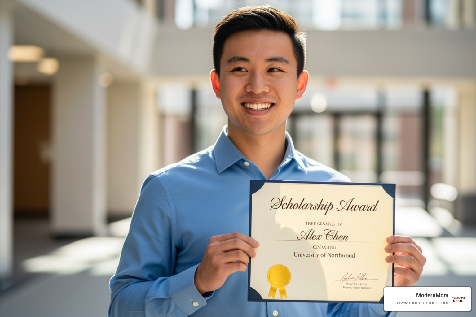 student holding scholarship award certificate - Financial aid guide