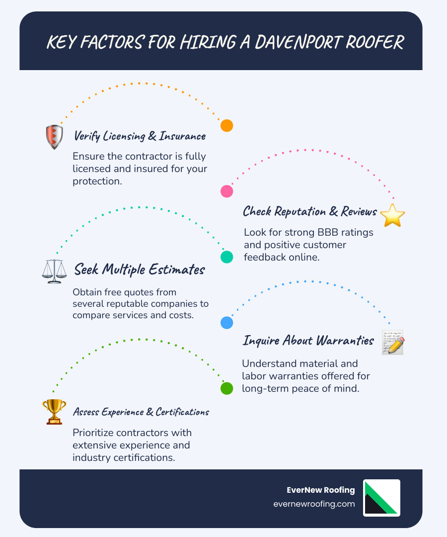 Infographic: Key Factors When Hiring a Roofing Contractor in Davenport - roofing contractor Davenport infographic infographic-line-5-steps-blues-accent_colors