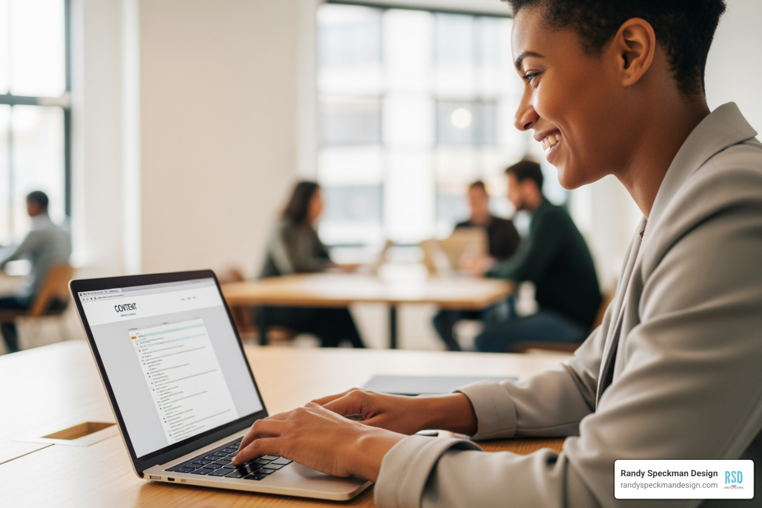 small business owner easily managing their website on a laptop - Integrated web hosting