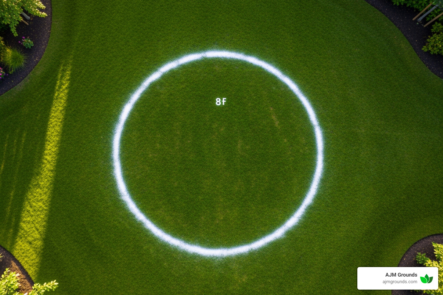 Marked circle on lawn for fire pit - Stone fire pit installation