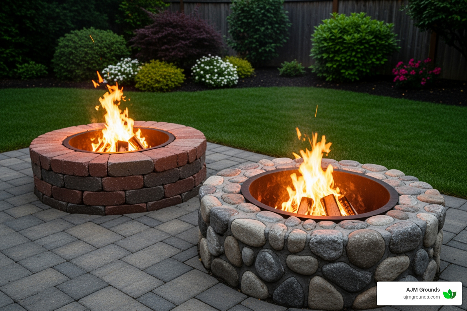Brick fire pit vs natural stone fire pit - Fire pit installation cost Brick fire pit vs natural stone fire pit - Fire pit installation cost