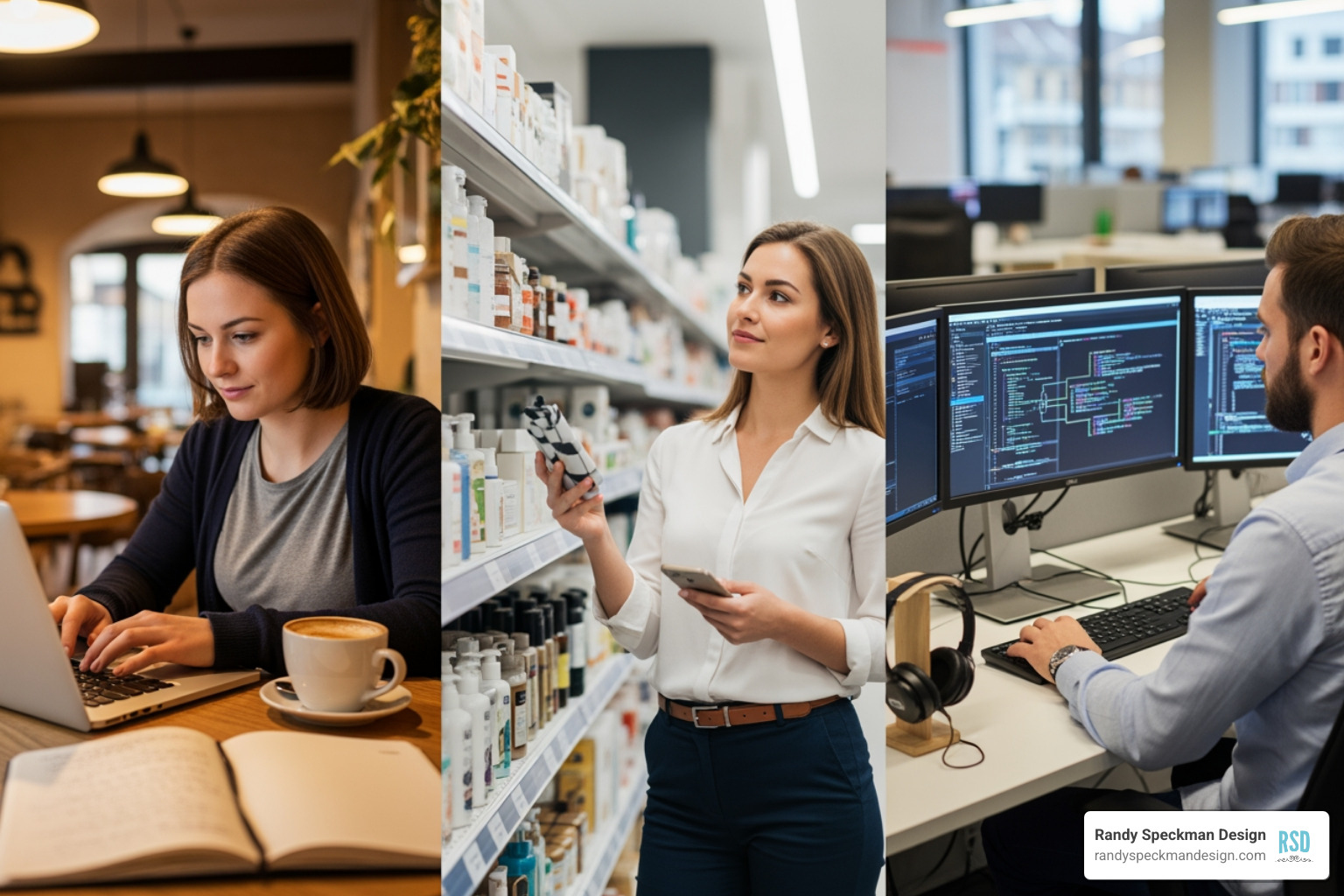 Image of different user personas (blogger, small business owner, developer) - Compare web hosting providers