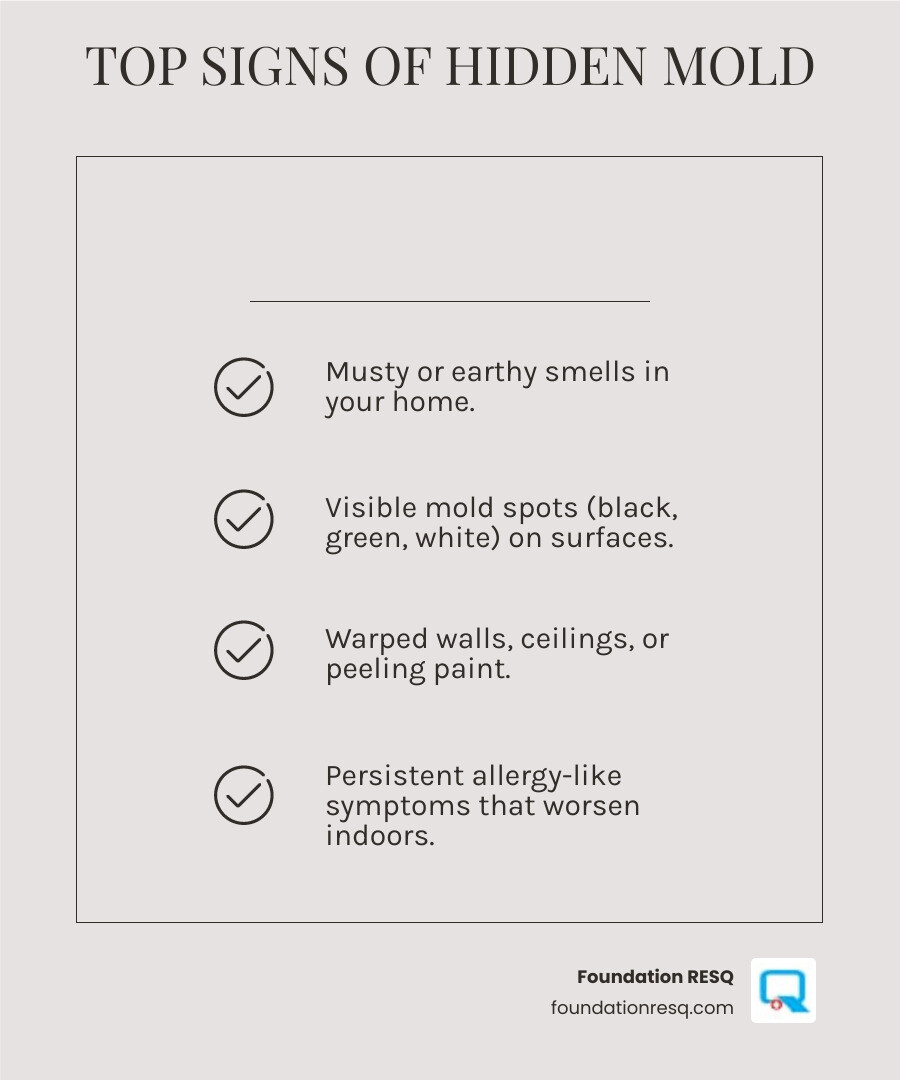infographic explaining the top 5 signs you might have a hidden mold problem - mold inspection tallahassee florida infographic checklist-light-beige infographic explaining the top 5 signs you might have a hidden mold problem - mold inspection tallahassee florida infographic checklist-light-beige