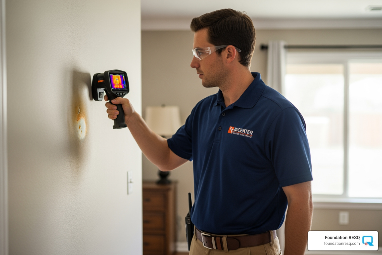 certified inspector using a thermal imaging camera near a wall - mold inspection tallahassee florida certified inspector using a thermal imaging camera near a wall - mold inspection tallahassee florida