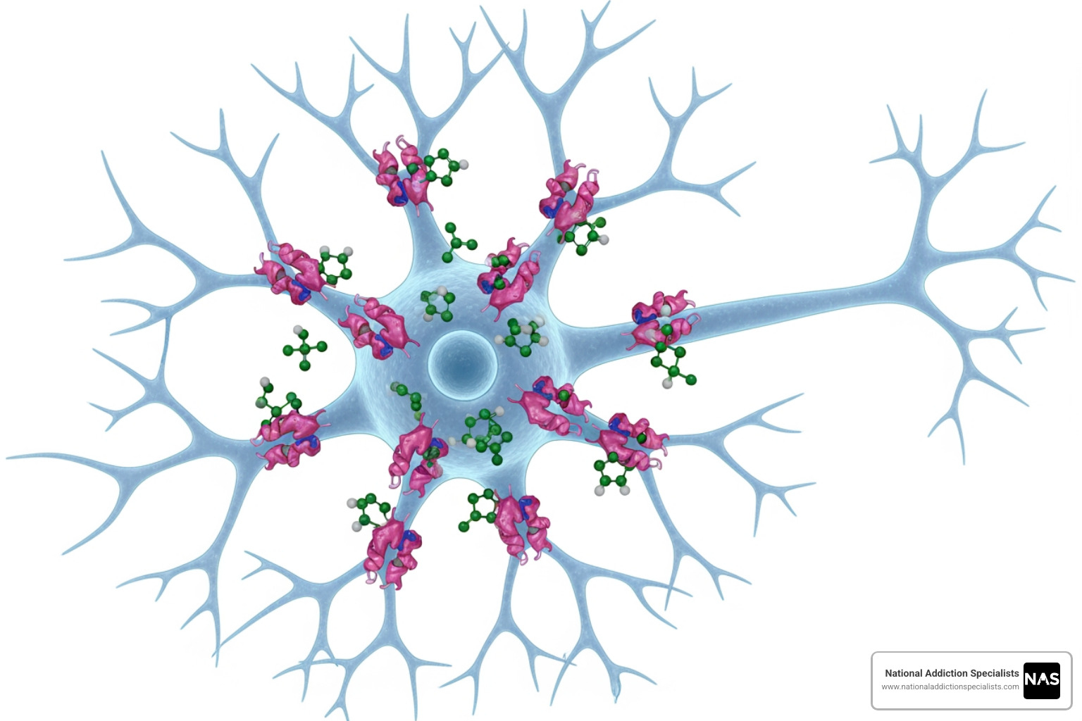 illustration of how Suboxone works on brain receptors - Suboxone Treatment Online