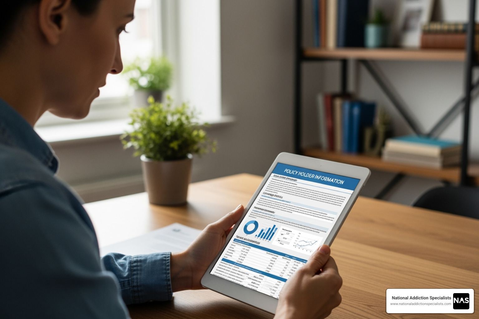 person reviewing insurance policy on tablet - Suboxone Treatment Online