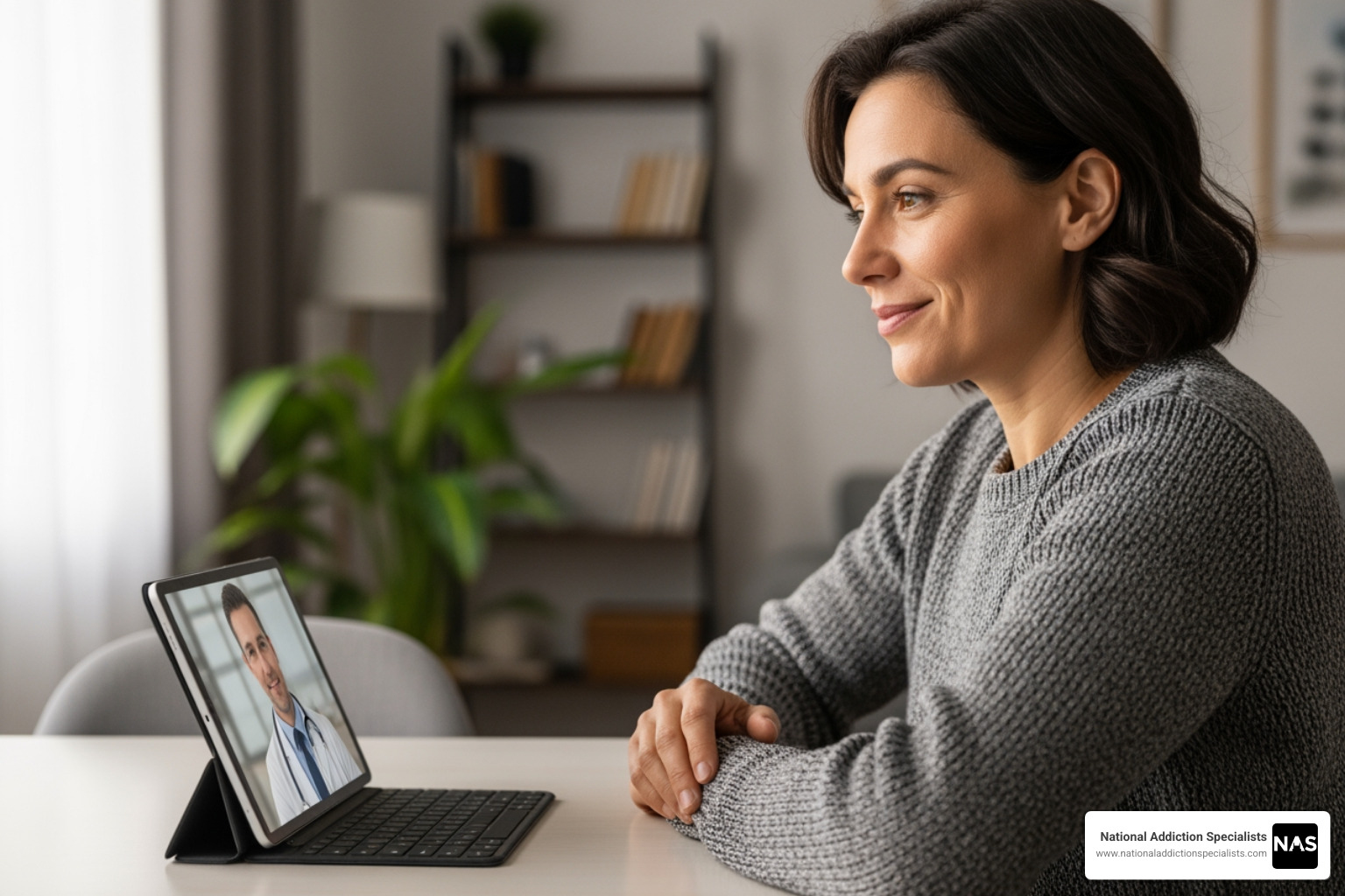 Person having a private telehealth call - suboxone doctor Brentwood TN Person having a private telehealth call - suboxone doctor Brentwood TN