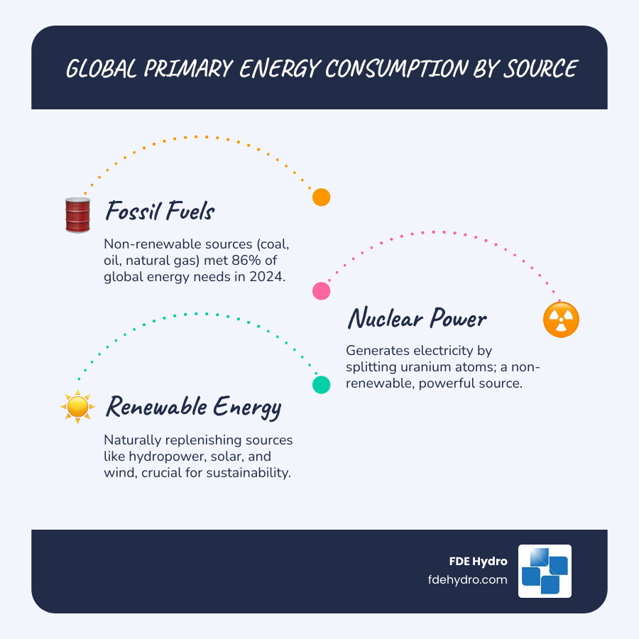 Global Primary Energy Consumption by Source - Energy resource development infographic infographic-line-3-steps-blues-accent_colors