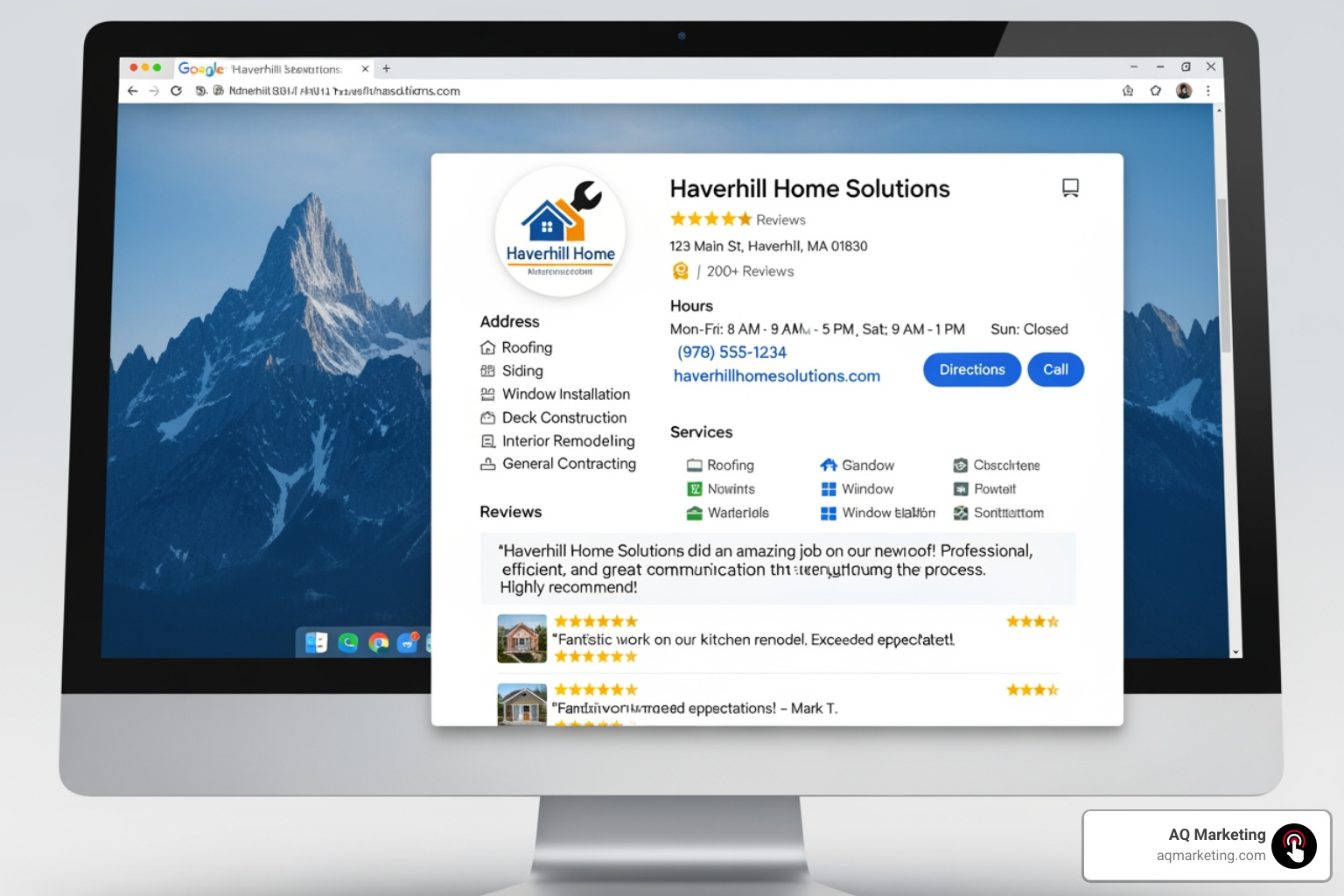 Optimized Google Business Profile for a fictional Haverhill contractor - Merrimack Valley SEO Optimized Google Business Profile for a fictional Haverhill contractor - Merrimack Valley SEO