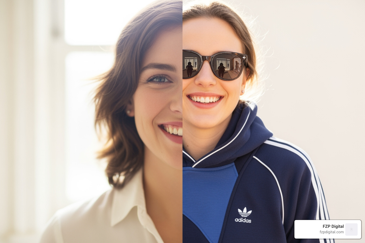 A person's personality traits (e.g., adventurous, kind, intelligent) on one side and their clothing style (e.g., casual, elegant, sporty) on the other, illustrating the difference between internal character and external appearance - what is visual identity and branding in design A person's personality traits (e.g., adventurous, kind, intelligent) on one side and their clothing style (e.g., casual, elegant, sporty) on the other, illustrating the difference between internal character and external appearance - what is visual identity and branding in design