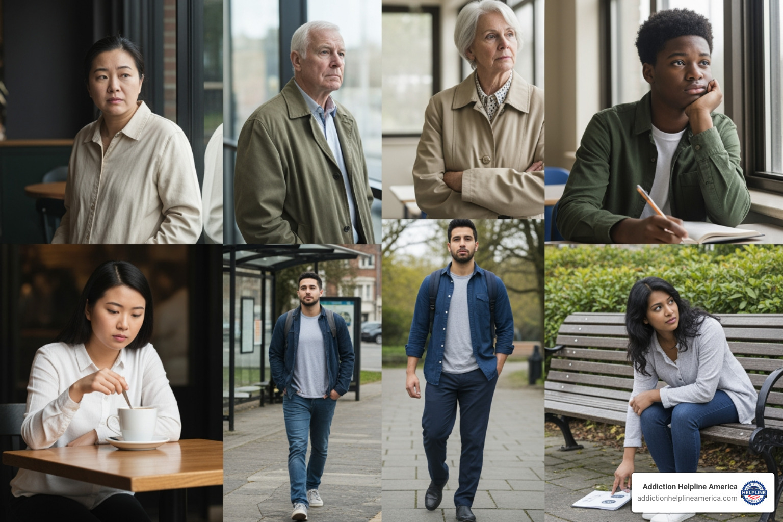 Diverse group of people showing subtle signs of emotional distress - best solution for depression Diverse group of people showing subtle signs of emotional distress - best solution for depression