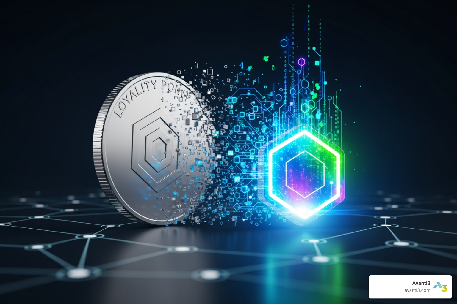 physical point turning into a digital token on a blockchain - Tokenized loyalty programs