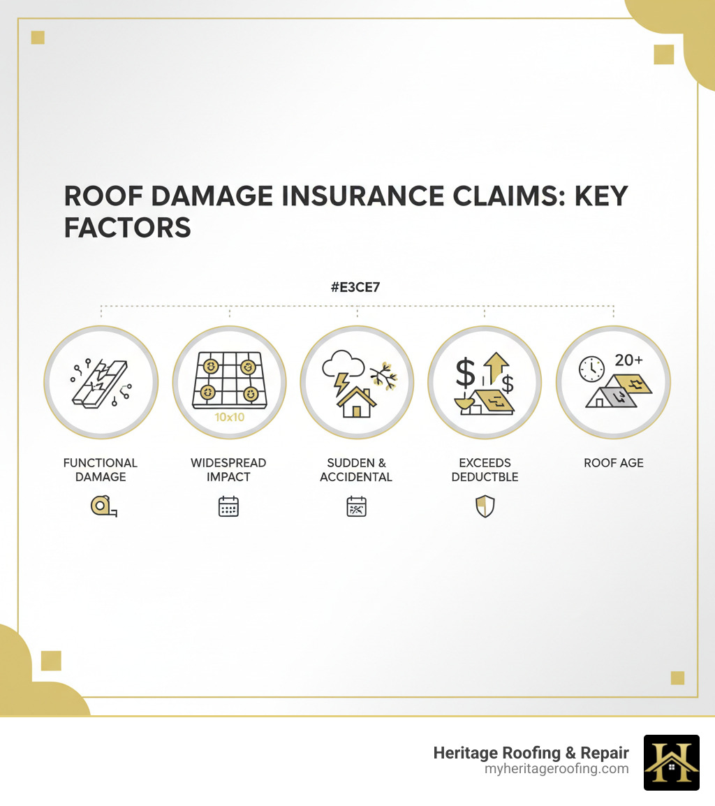 Key factors for roof damage insurance claims - how much roof damage for insurance claim infographic Key factors for roof damage insurance claims - how much roof damage for insurance claim infographic