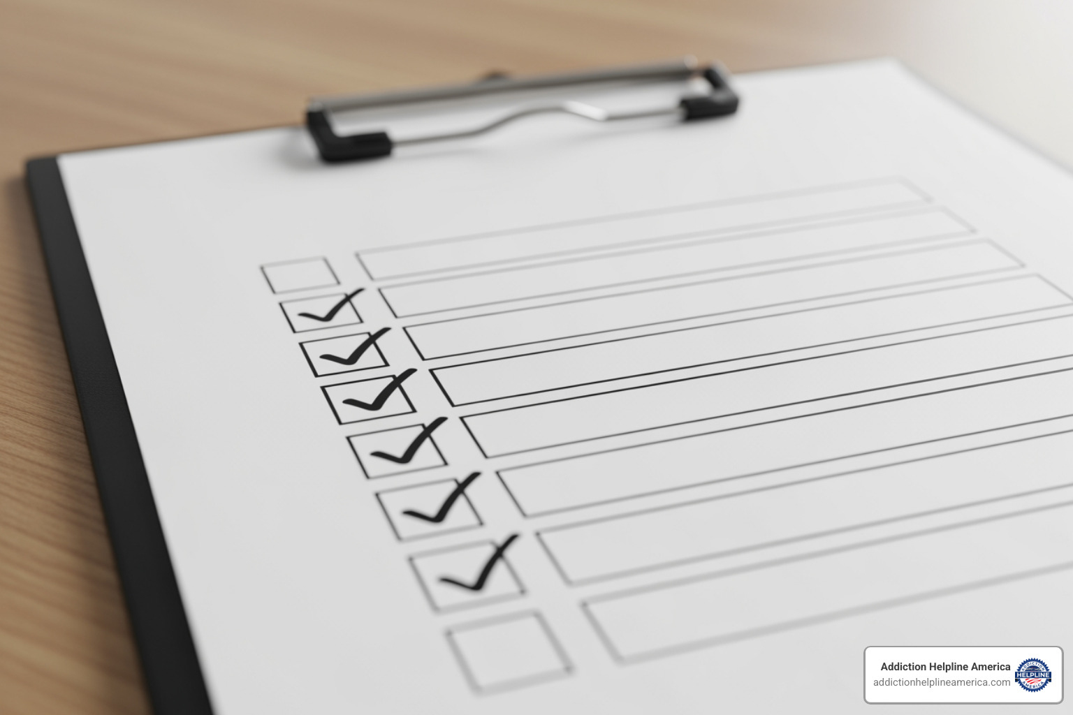 Checklist with items like "Accreditation" and "Evidence-Based Therapy" - pa drug rehab centers