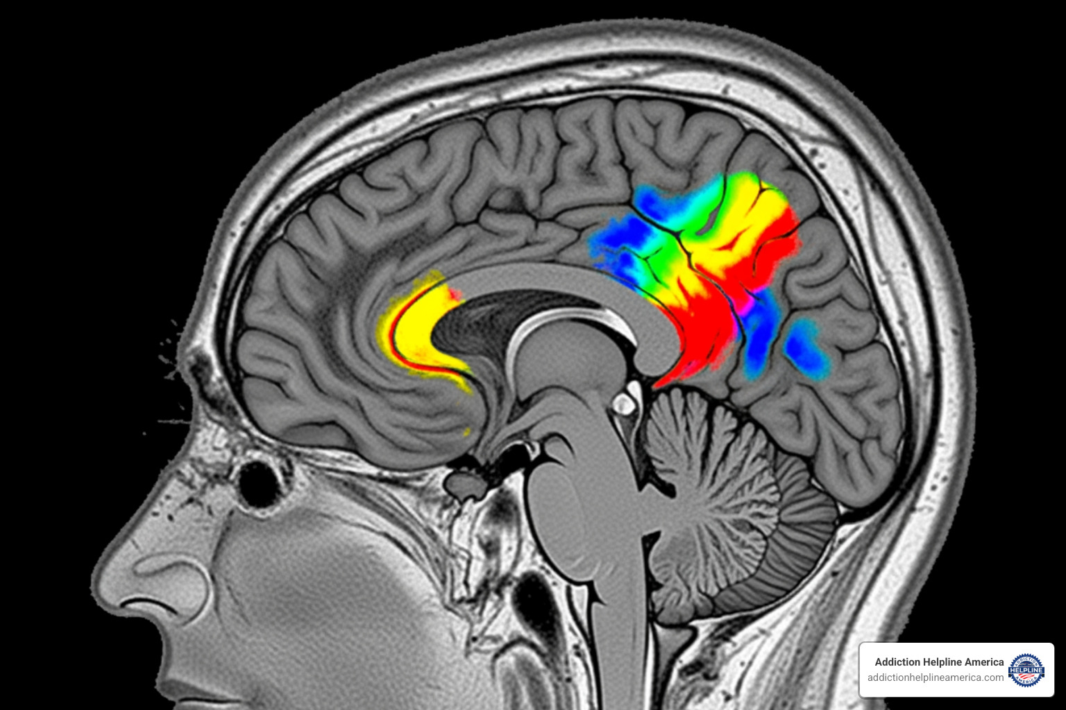 Image of a brain scan highlighting areas affected by substance use disorder - effective addiction treatment