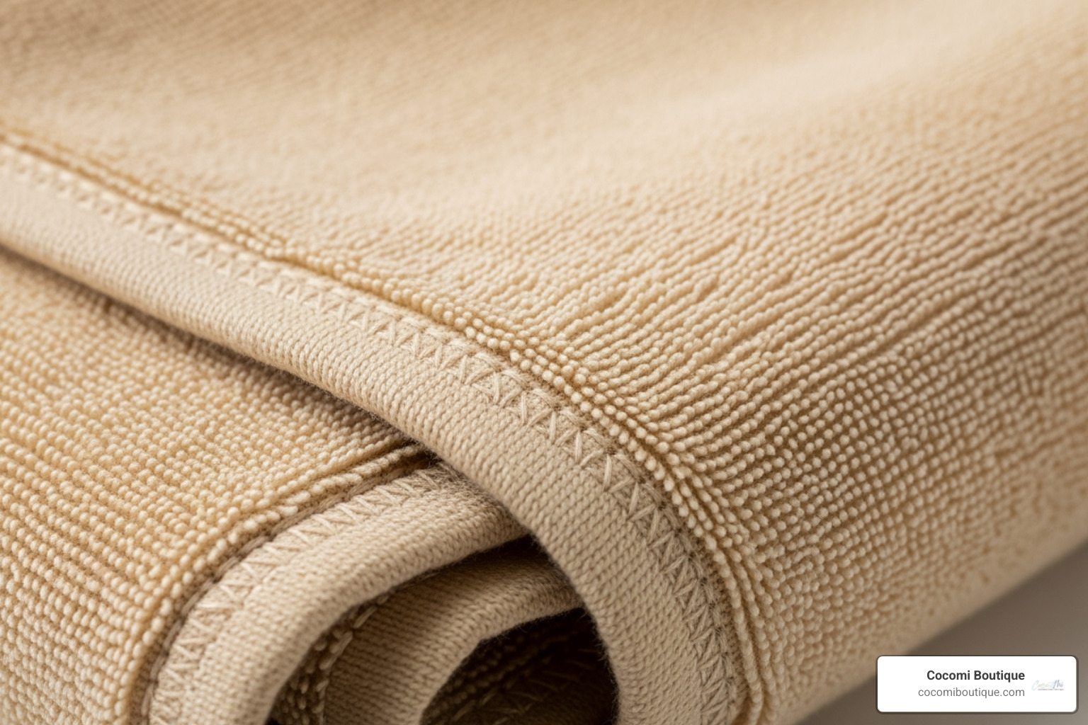 close-up on the texture and stitching of a premium bamboo towel - bamboo baby hooded towel