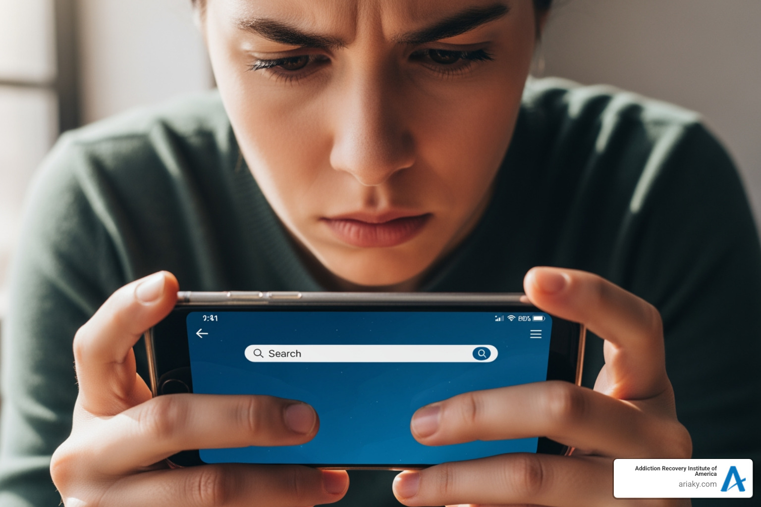 person using phone to search for help - benzodiazepine detox near me