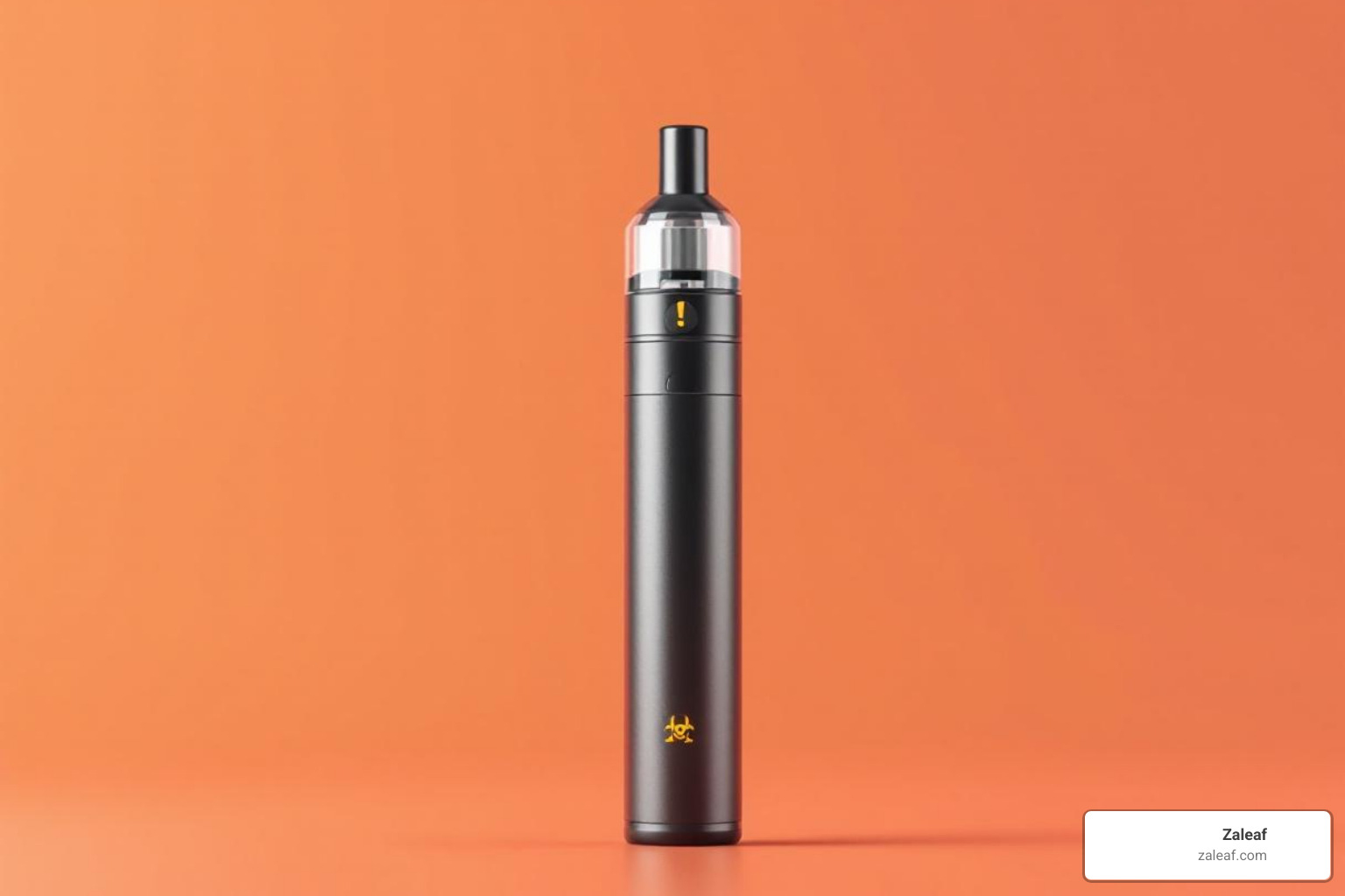 Generic, unlabeled vape pen with a warning symbol overlaid - Lab tested vapes