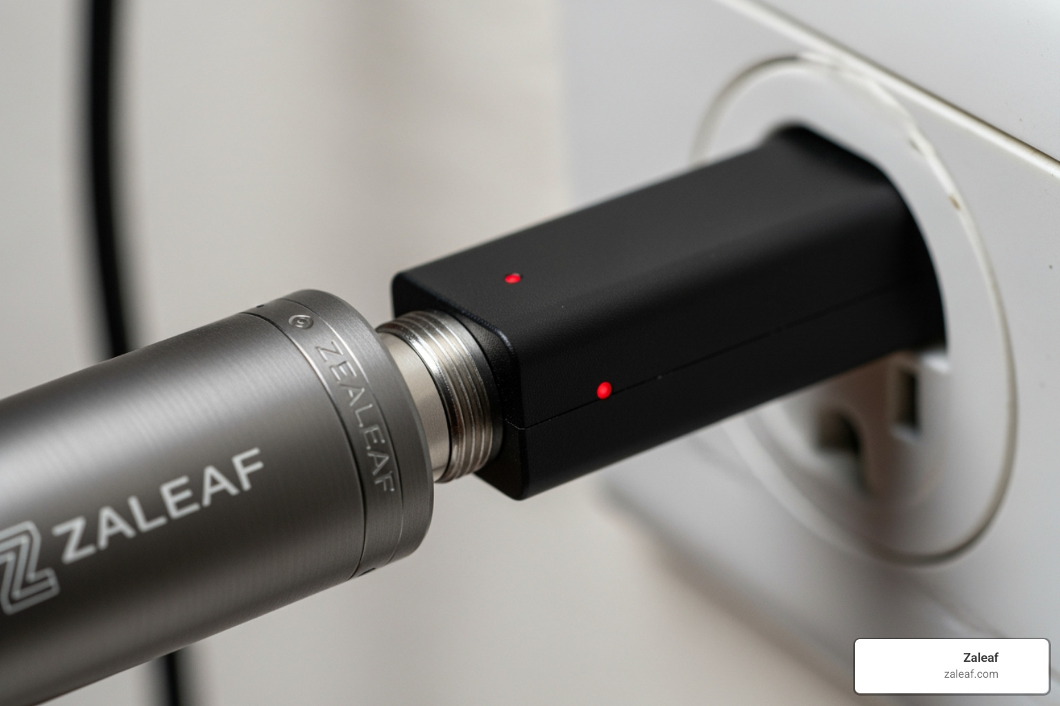 Zaleaf 510-thread battery being charged with its USB adapter - cannabis vape battery guide