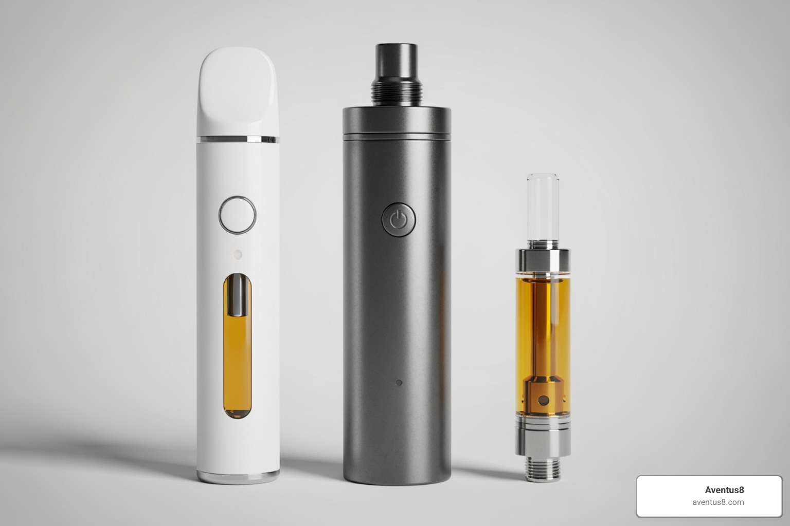 Disposable vape pen next to refillable cartridge and battery system - vape pens for weed