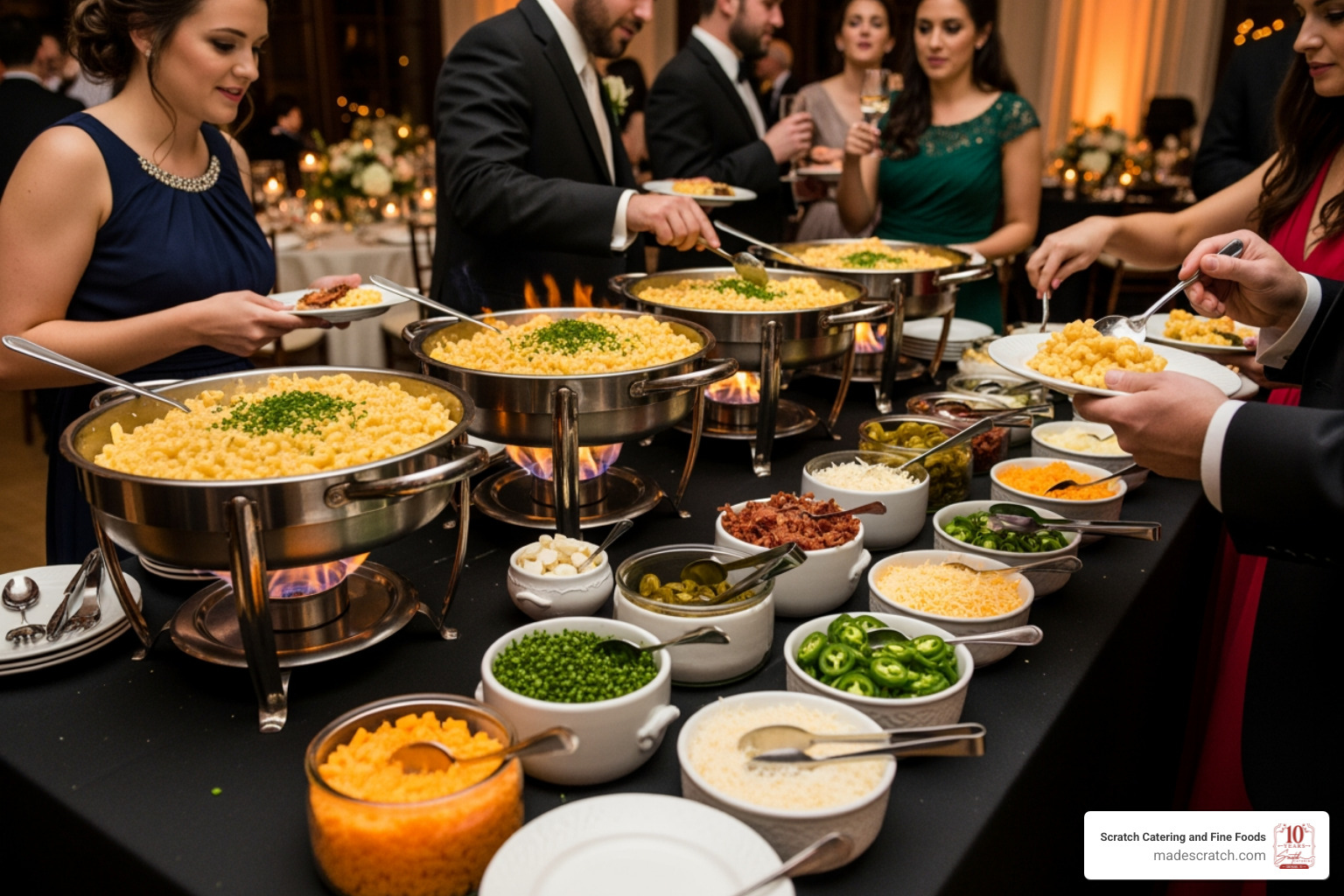 interactive food station like a gourmet mac and cheese bar - Wedding catering southlake