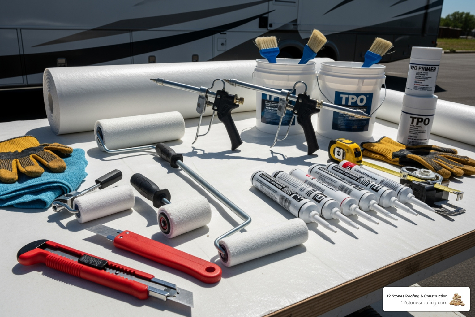Tools and materials for TPO RV roof installation - installing tpo roofing on rv