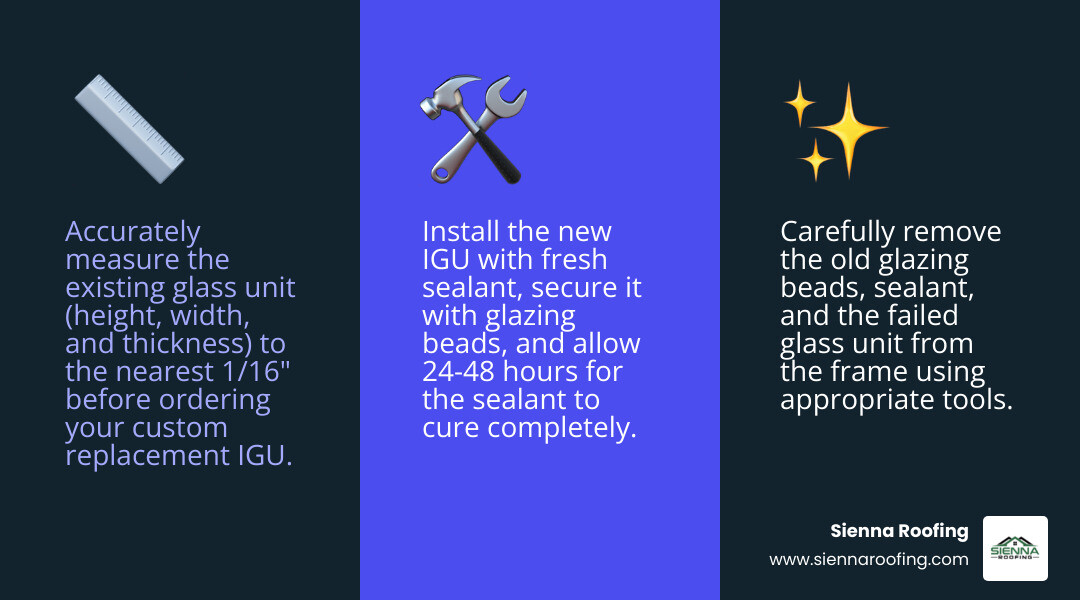 detailed infographic showing the step-by-step glass unit replacement process with measurements, tools needed, and installation sequence including before and after cross-sections of a window frame - glass unit replacement infographic 3_facts_emoji_blue detailed infographic showing the step-by-step glass unit replacement process with measurements, tools needed, and installation sequence including before and after cross-sections of a window frame - glass unit replacement infographic 3_facts_emoji_blue