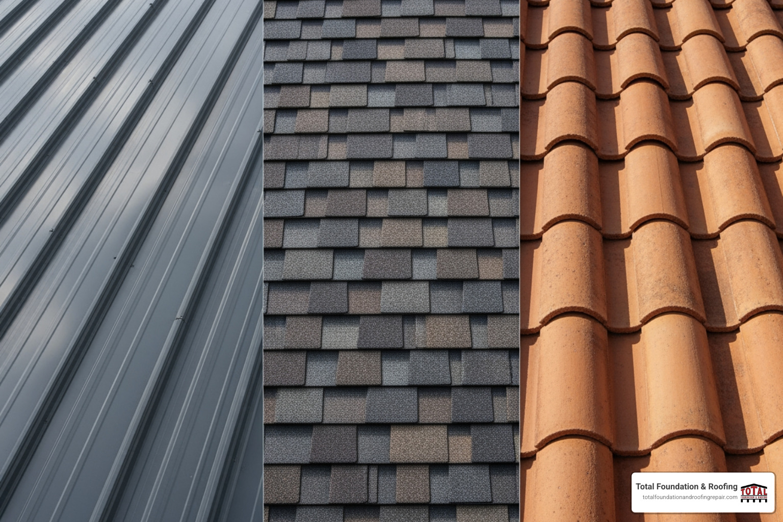 various roofing materials like standing seam metal, architectural asphalt shingles, and clay tiles - roofing contractors Fredericksburg TX