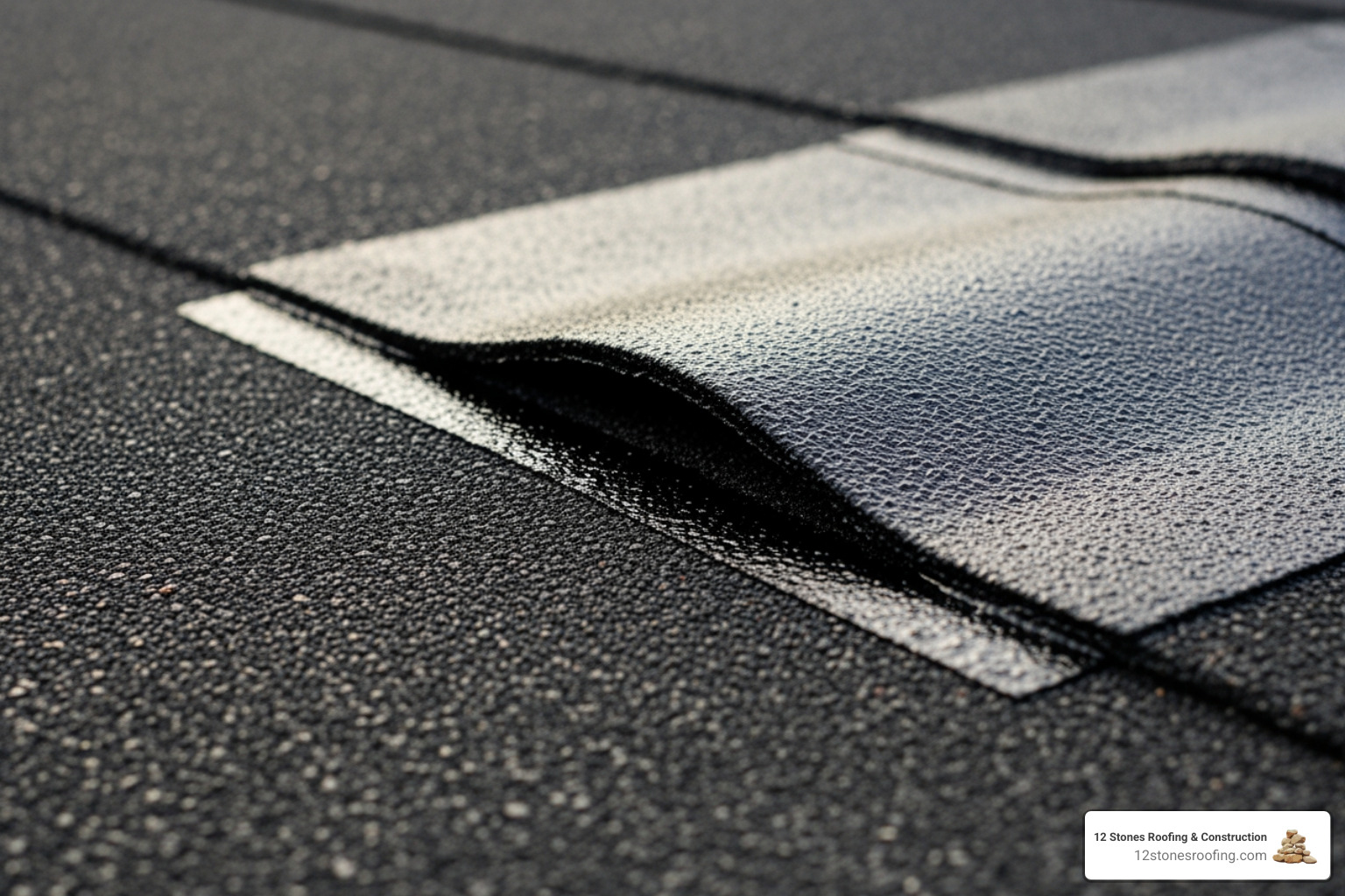 Finished bitumen patch with smooth, feathered edges - bitumen roof patch Finished bitumen patch with smooth, feathered edges - bitumen roof patch