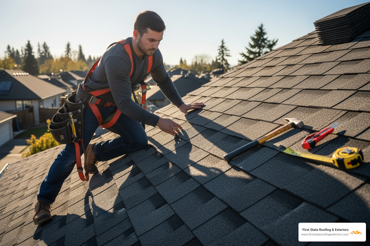 high-quality architectural shingles being installed correctly - certified roofing company