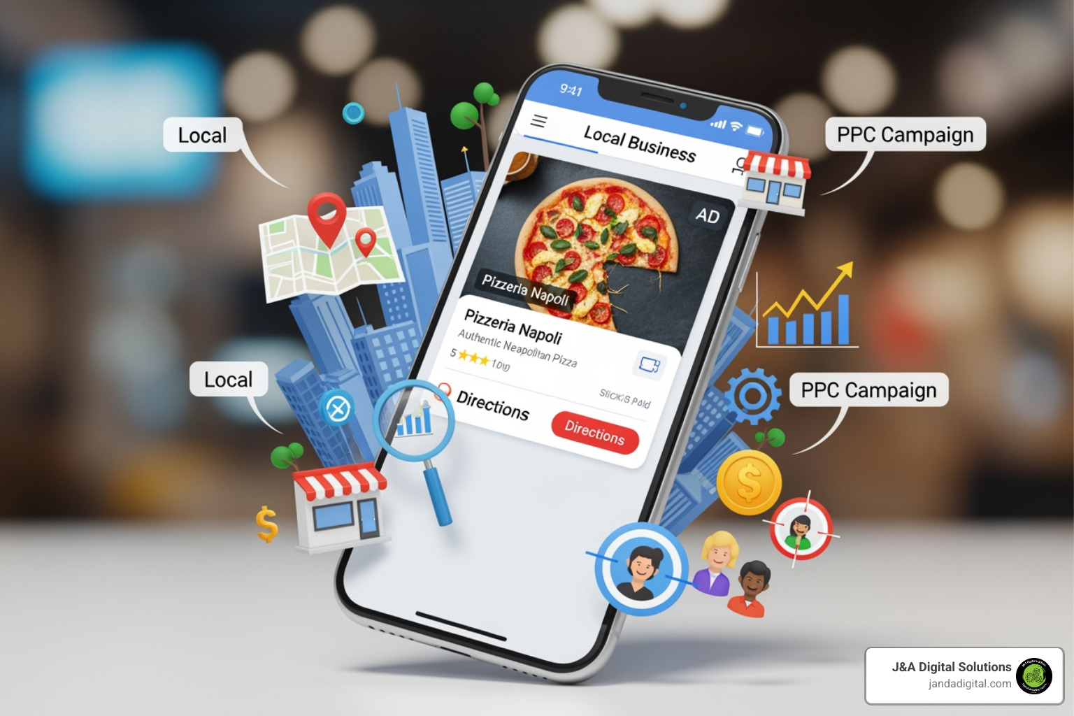 location targeting interface in Google Ads - local PPC campaigns