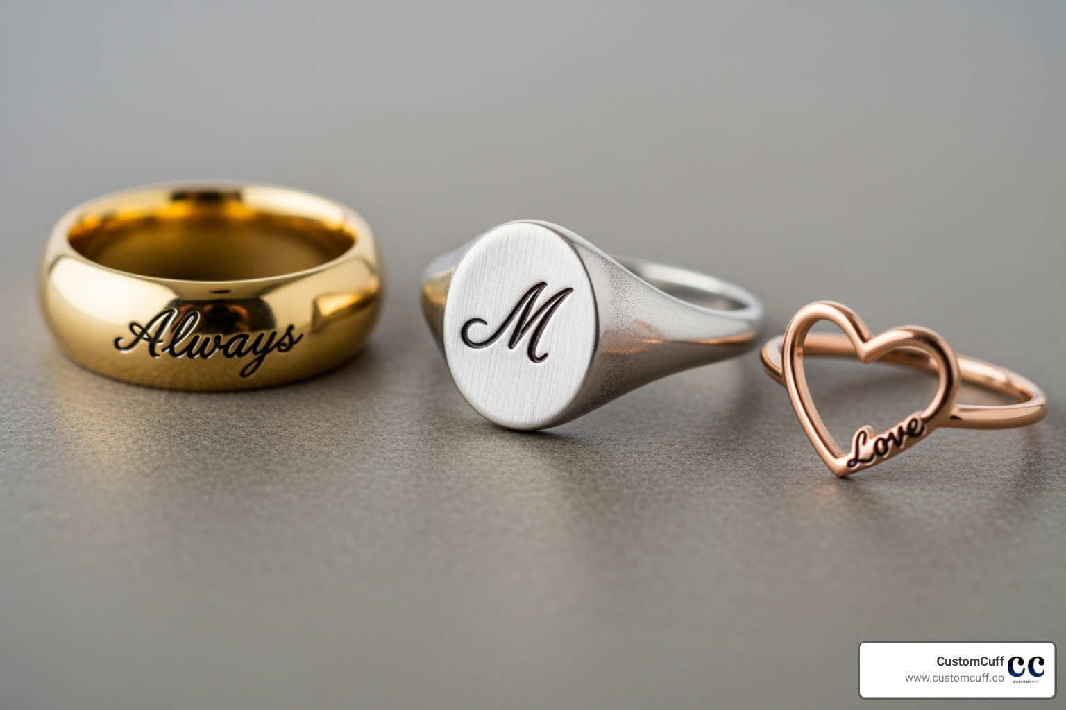 different styles of handwriting rings like a band, signet, and heart-shaped ring - actual handwriting ring different styles of handwriting rings like a band, signet, and heart-shaped ring - actual handwriting ring