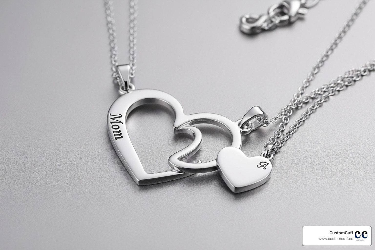 CustomCuff interlocking hearts mom necklace set - mom necklace set