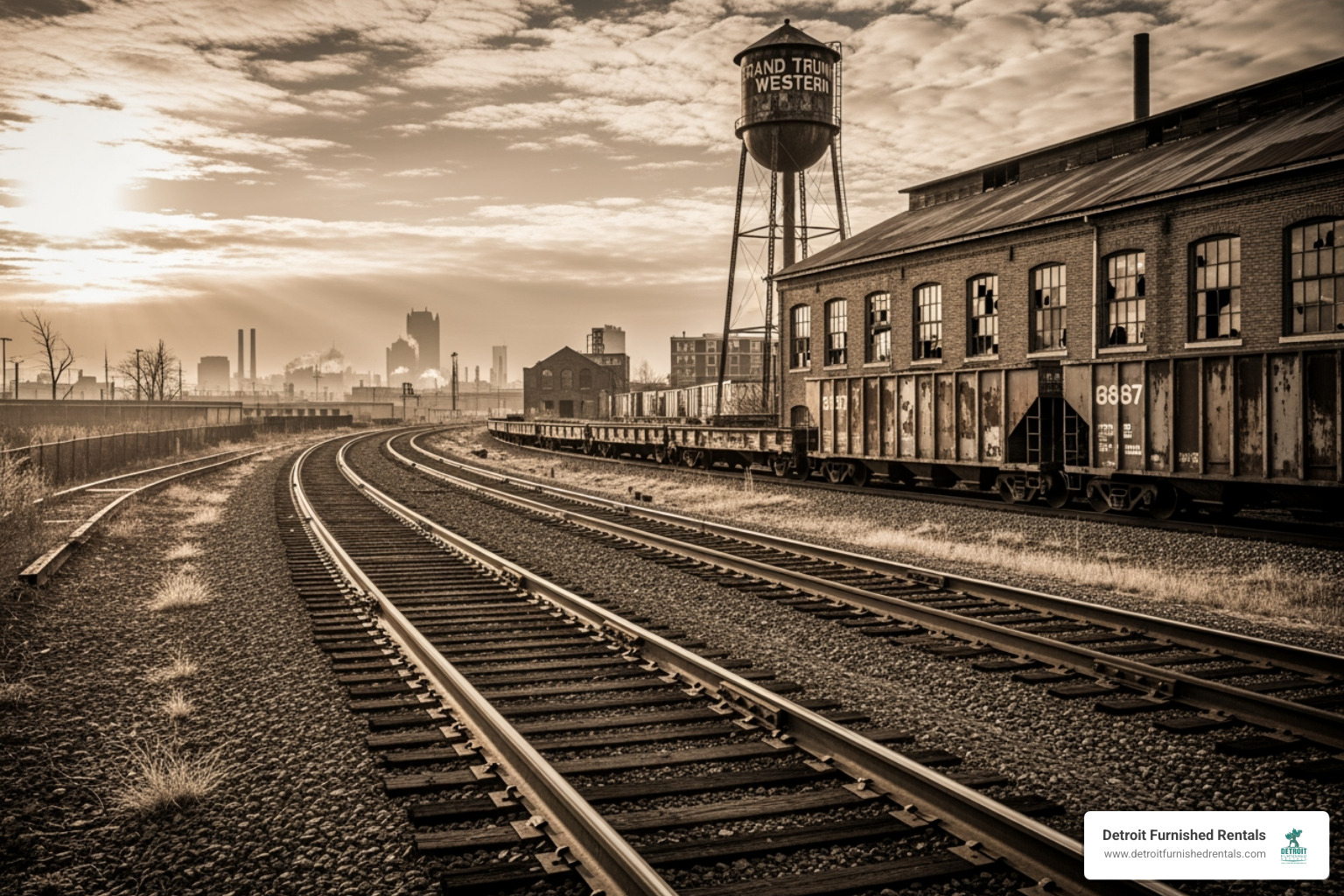 Historic image of the Grand Trunk Railroad line in Detroit - Dequindre Cut extension